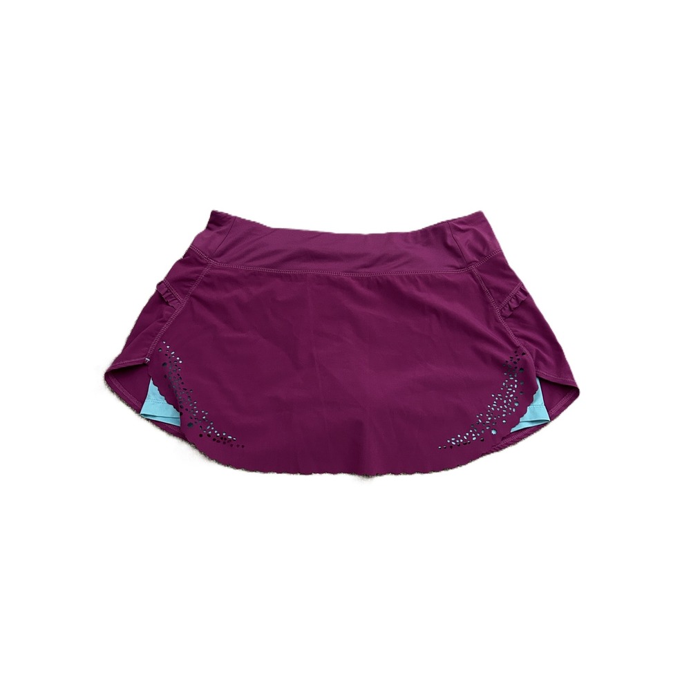 Hind Athletic Skort Womens Medium Purple Teal Excellent Laser Cut Ruffle Running